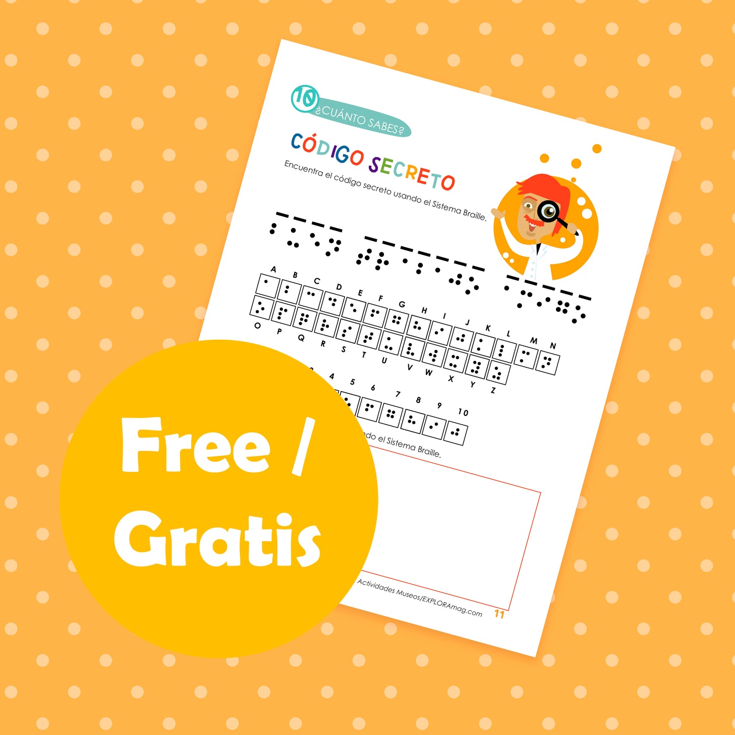 FREE- Braille Spanish activity